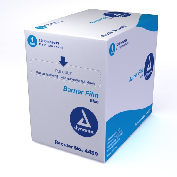 Dynarex Dental Barrier Film 8/cs (1 -200 sheets per box) 4" x 6" - Blue 4489